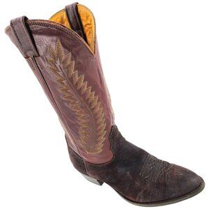 Vintage Nocona Boots Brown Sueded Hippo Exotic Leather Mens 9.5EE Cowboy Western